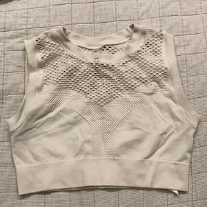 Cream Mesh Workout Top